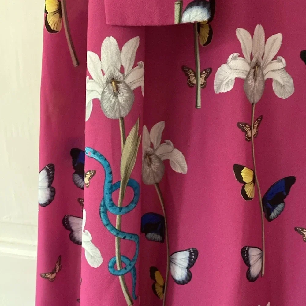 Borgo De Nor Dress Fuchsia Butterfly Floral Printed Maxi Dress Size UK 8 US‎ 4 - Picture 4 of 12